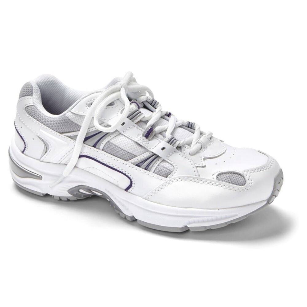 Vionic Women's 23 Walk Leather Performance Walking Shoe White/Purple Sz 5W NIB
